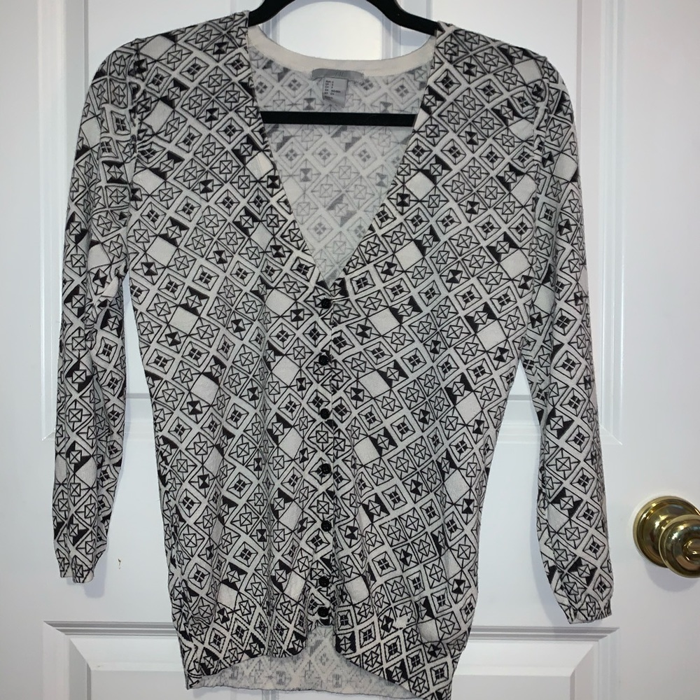 H&M Patterned Button-Up Sweater